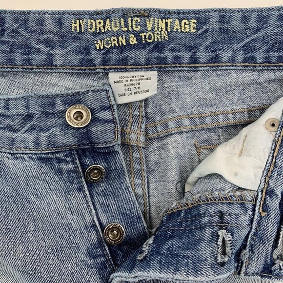 Hydraulic 7/8 Distressed Jean Shorts Light Wash Denim Mid Length 10" Inseam - Picture 5 of 7